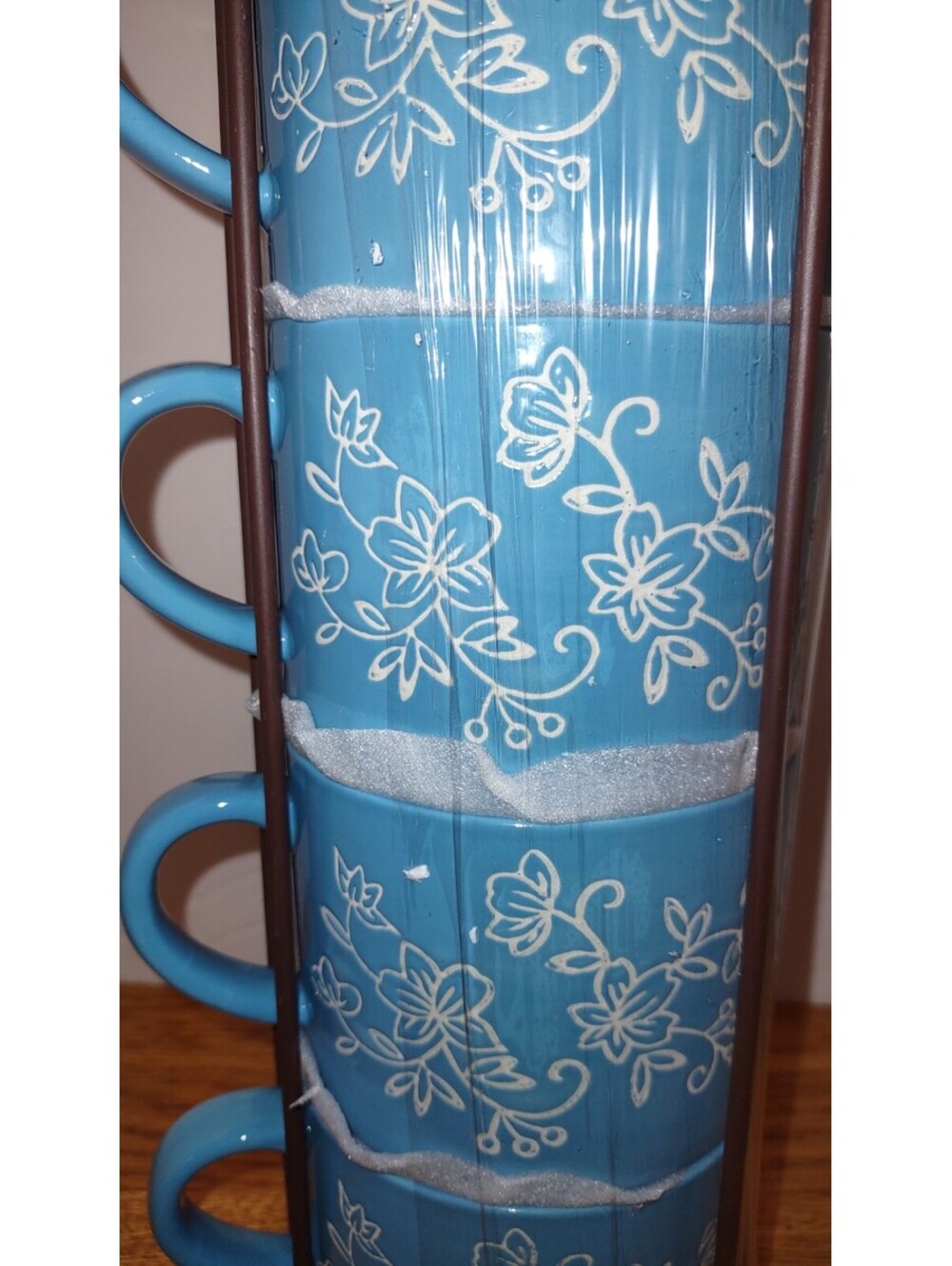 Temp-tations Floral Lace Light Blue Stackable Mugs NEW SEALED - Picture 5 of 9